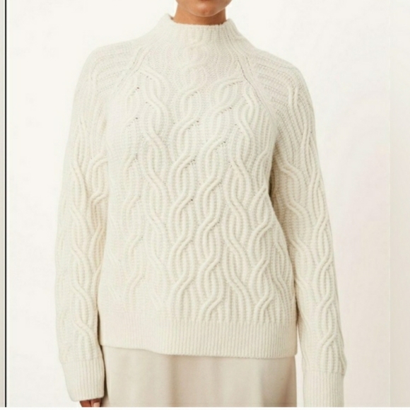 Vince size XXXL / 3X Cream / White / Ivory cable knit cashmere blend sweater